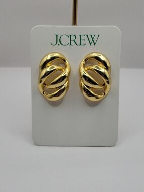 J. Crew Nwt Shiny Matte Gold Sculptural KnotTwisted Stud Earrings Statment